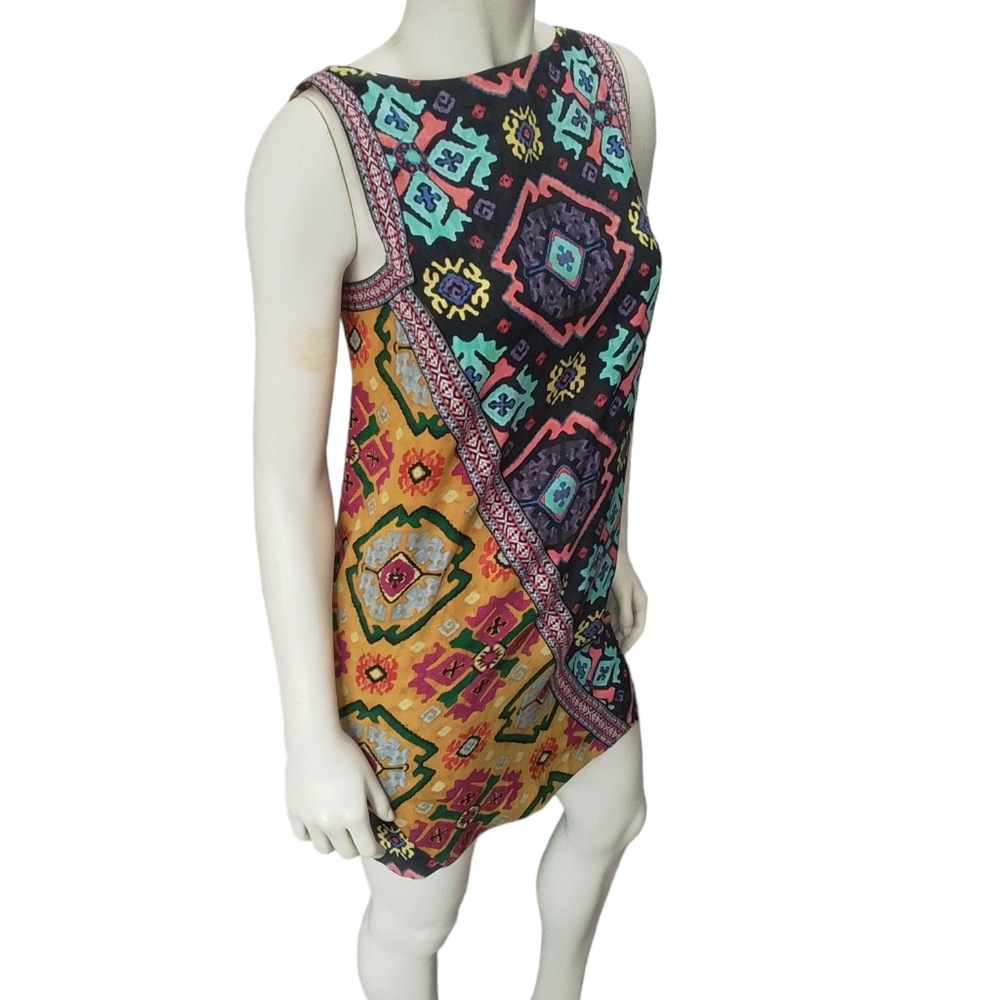 Rachel Roy Aztec Bohemian Multicolor Mini Dress Sz S